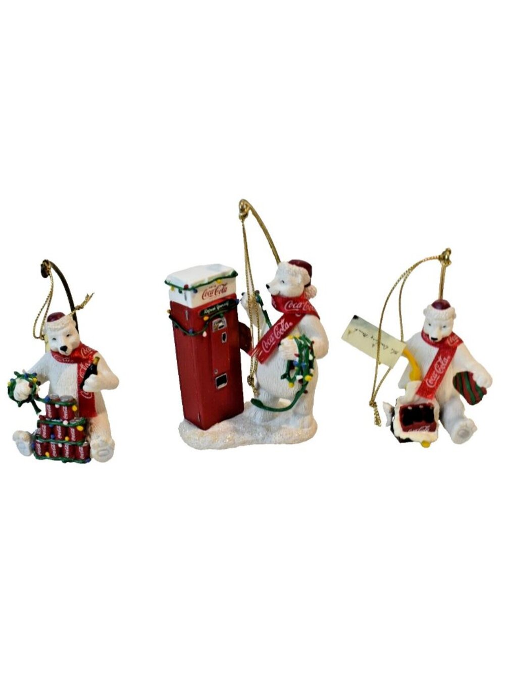 Danbury Mint Coca-Cola Polar Bears Ornament Collection, Lot of 3